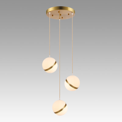 3-Light Opal Glass Shaded Crescent Sphere Pendant Lamp