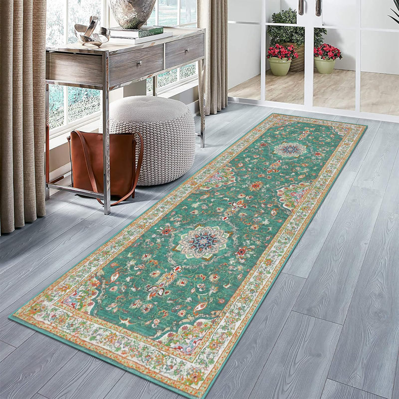 Floral Flatweave Area Rug, Runner 60 x 180cm
