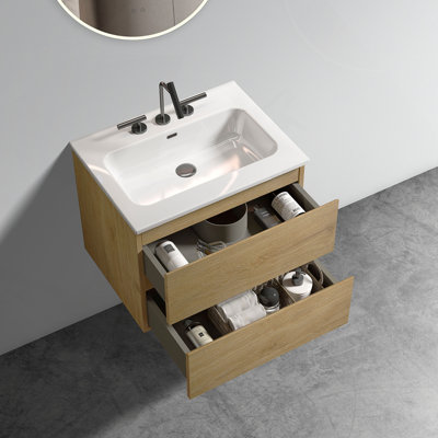 Meuble-lavabo mural 24 po avec lavabo en céramique