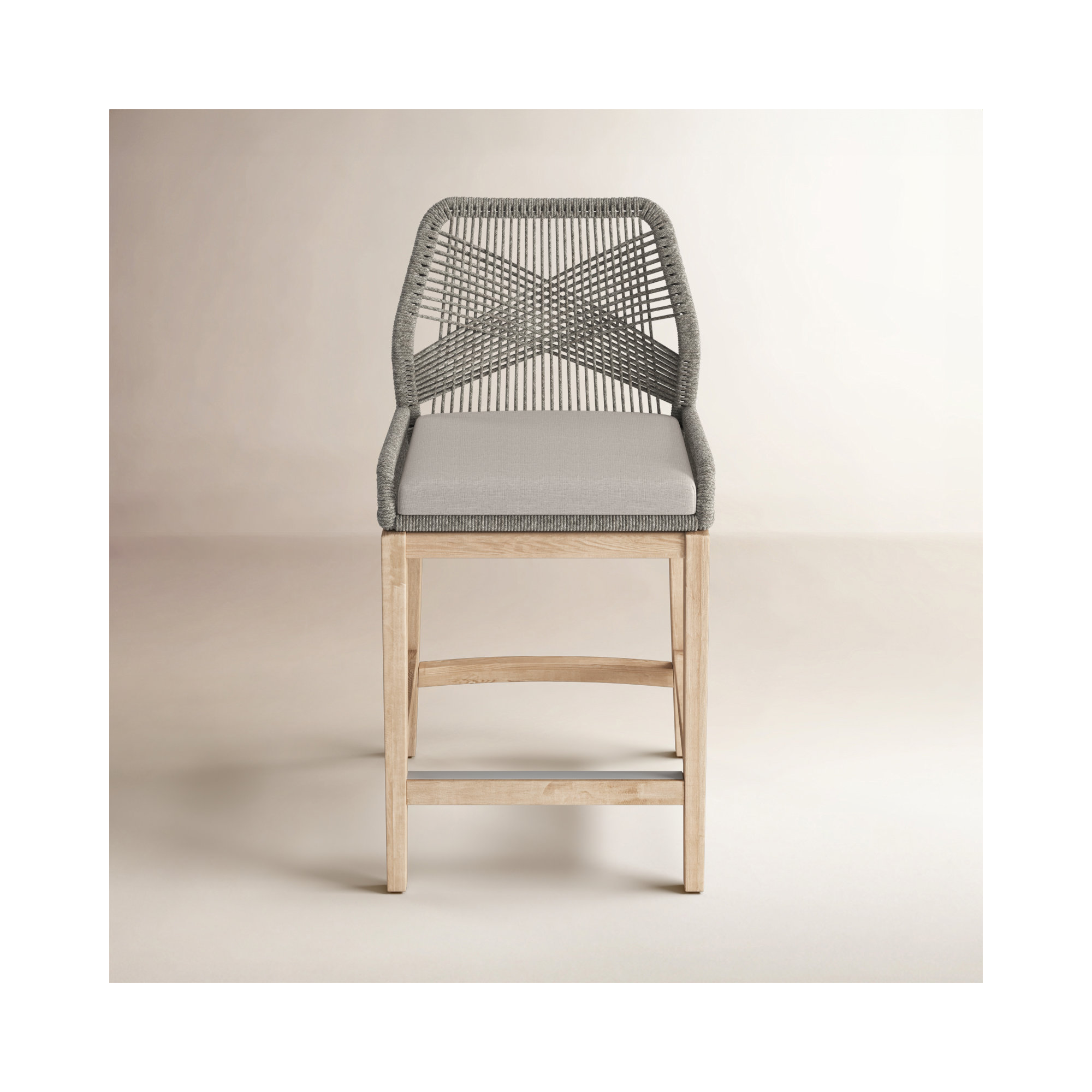Krisily 40.5'' Polypropylene Rope Outdoor Bar Stool with Cushion