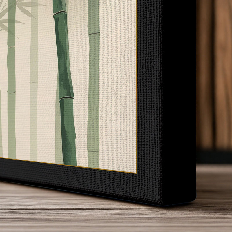 Bamboo in Mist Japandi - Wrapped Canvas, 24x16 - 61.0 x 40.6 cm, Black Border