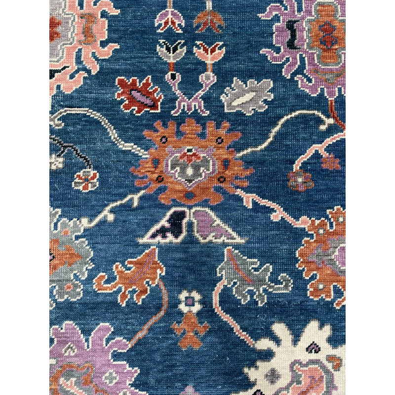 8x10 Blue Hand-Knotted Wool Serpentine Floral Classic Traditional Modern Contemporary Carpet Rug