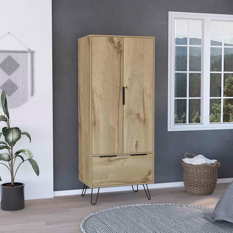 Armoire-penderie, armoire à un tiroir et deux portes