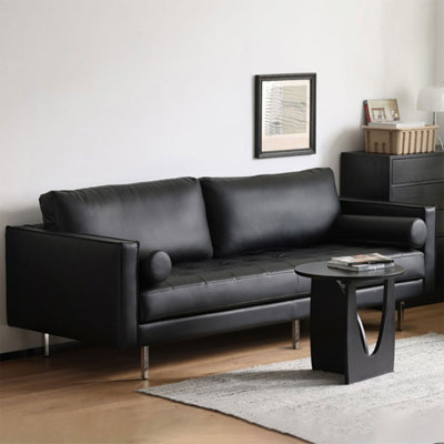Coussin de canapé standard en cuir véritable noir