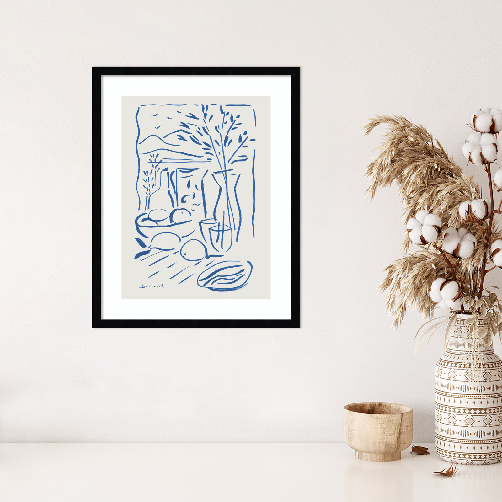 Mediterranean View by Dan Hobday Wood Framed Wall Art Print, Black Framed, 24" H x 19" W
