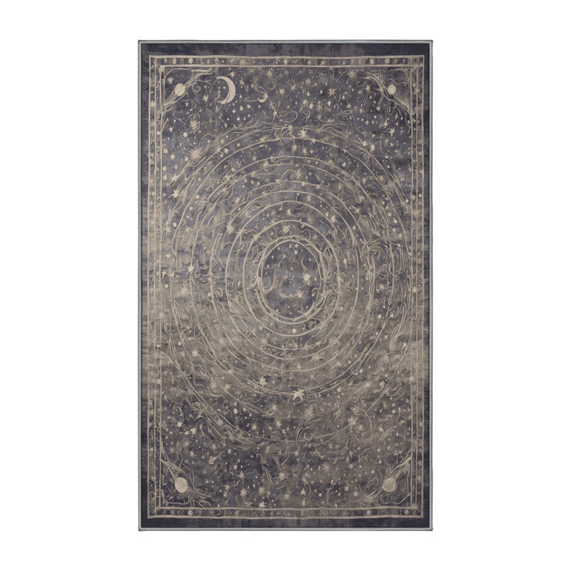Machine Washable Gray Area Rug, Rectangle 5' x 8'