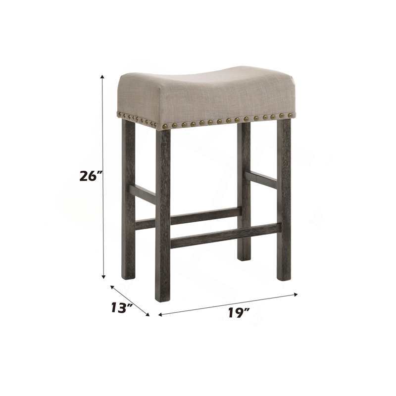 Tabouret à hauteur de comptoir Martha II en lin brun clair et gris vieilli (ensemble de 2)