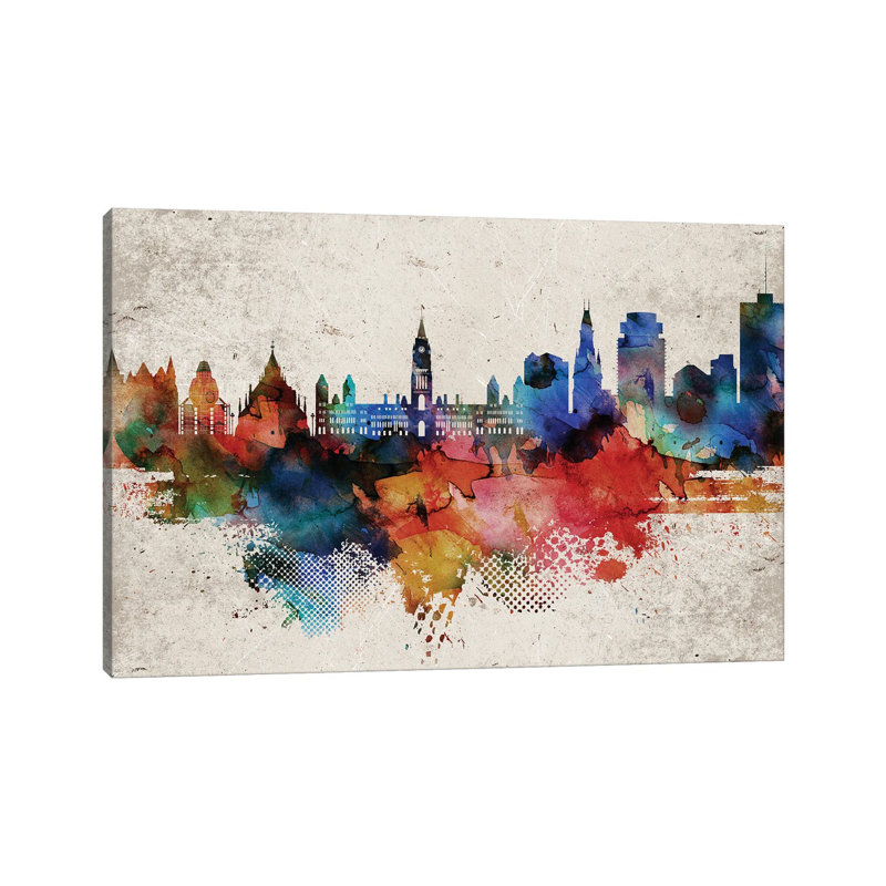 Ottawa Abstract Skyline by WallDecorAddict - Wrapped Canvas Print, 66.04 cm H x 45.72 cm W