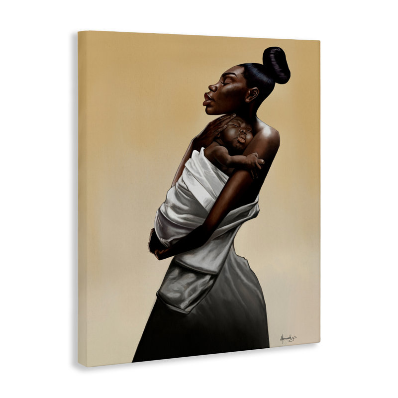 Mère et enfant, toile de tendresse, design par Manasseh Johnson Sr, H 30 po x l 24 po