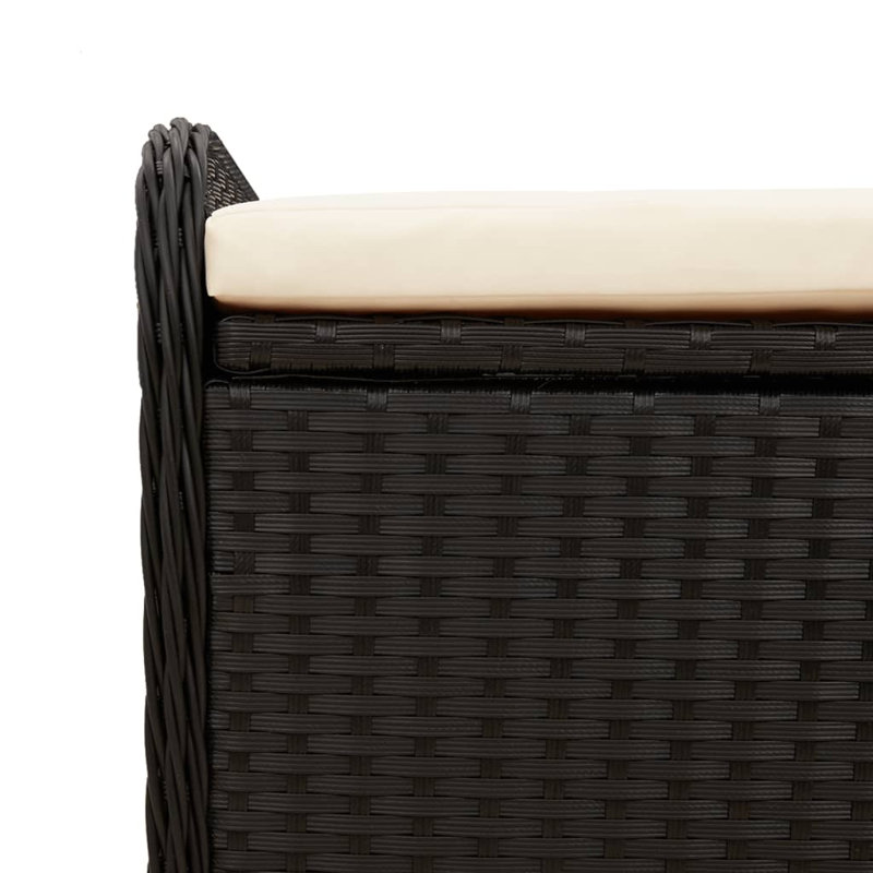 Banc de rangement avec coussin Vidaxl, Beige, H 20,5 po x l 45,3 po x P 20,1 po, Noir