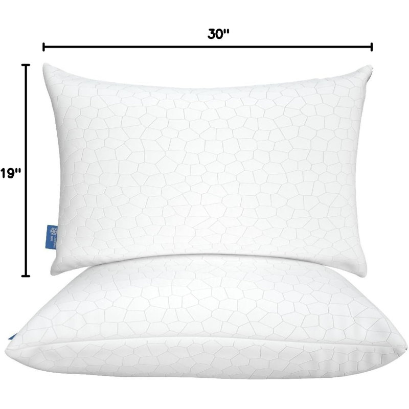 Coussins rafraîchissants pour grand lit - Ensemble de 2 oreillers réglables en mousse viscoélastique déchiquetée de luxe pour les dormeurs sur le côté, le dos et le ventre