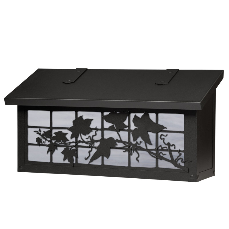 Boîte aux lettres murale ivy on grid, Blanc vaporeux, Noir texturé