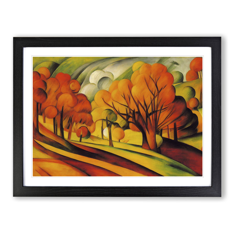 XH1022-1002X A Tremendous Autumn Forest - Single Picture Frame Painting, 25cm H x 34cm W x 2cm D, Walnut