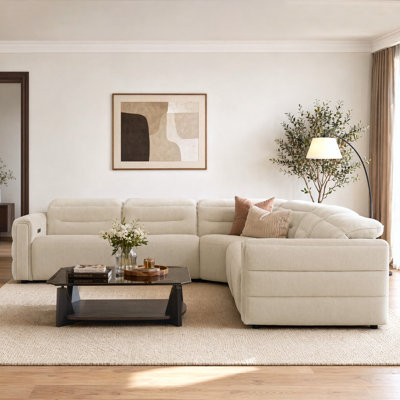 126.75″ 5-Seat Zero Gravity Power Recliner Sofa with 3 Power Seats & Adjustable