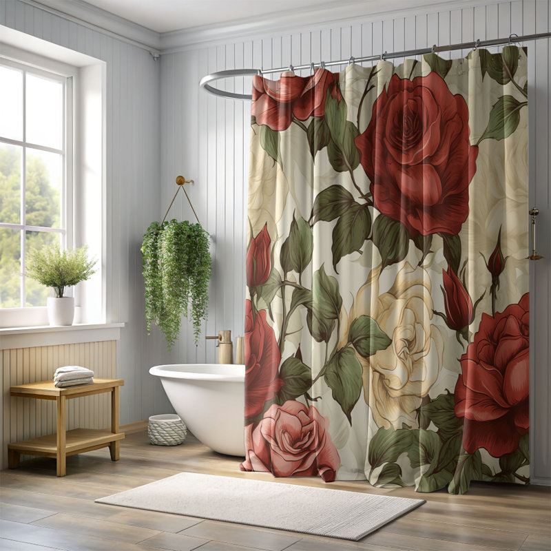 Rideau de douche 1 pièce Rose Ember, H 74 po x l 71 po