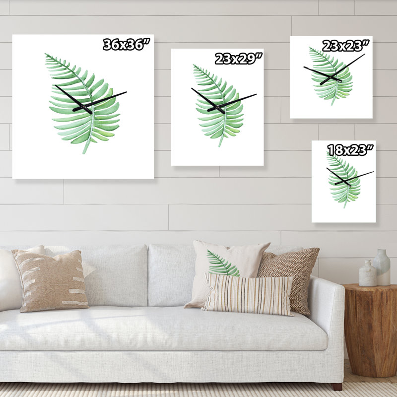 Horloge murale de style tropical feuille de Monstera III, Grand