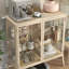 Verre trempé beige + vitrines en acier
