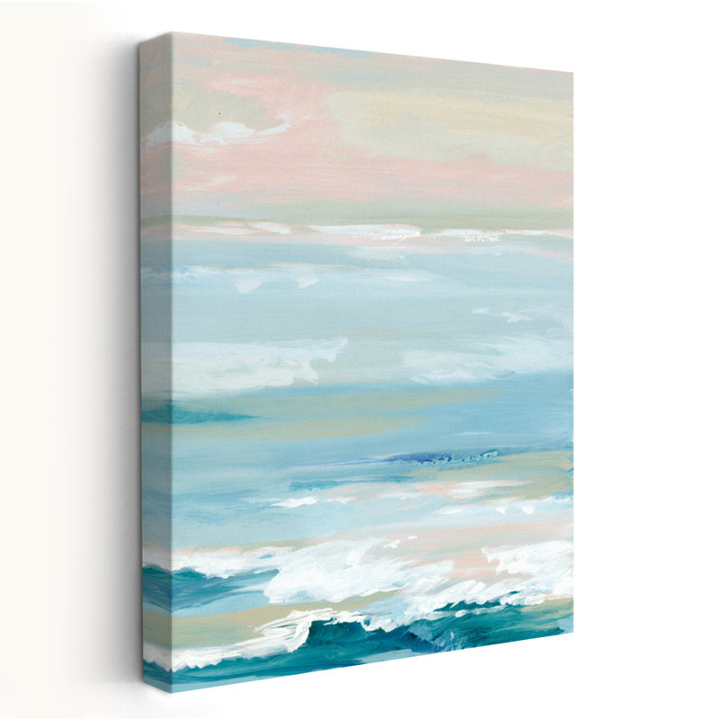 Seaside Blush I - Paysage, peinture à l'huile abstraite, art marin, H 24 po x l 16 po