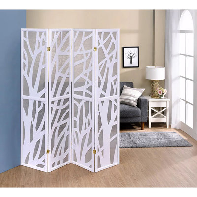 Austine 69 " W x 70.5 " H 4 - Panel Solid Wood Folding Room Divider