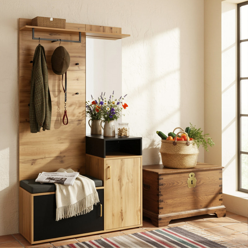 105 cm W Hall Tree with Storage Bench and Shoe Storage