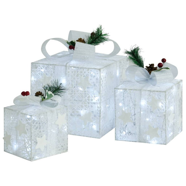 Set of 10 Nesting Gift Boxes with Lids, Cardboard Box with Silver Foil Star Designs (10 Sizes)