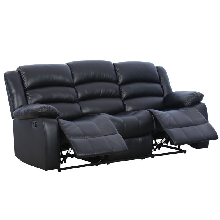 Emryn 82'' Wide Modern and Super Soft Vegan Leather Manual Reclining Sofa with Wide Backrest