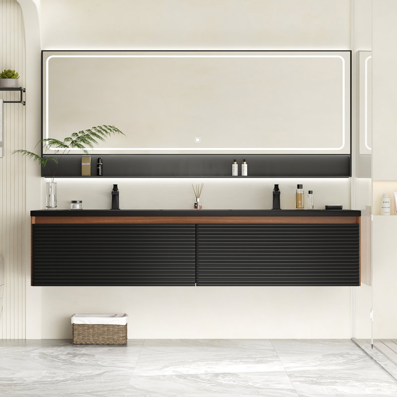 70.55" Wall-Mount Double Bathroom Vanity Base Only