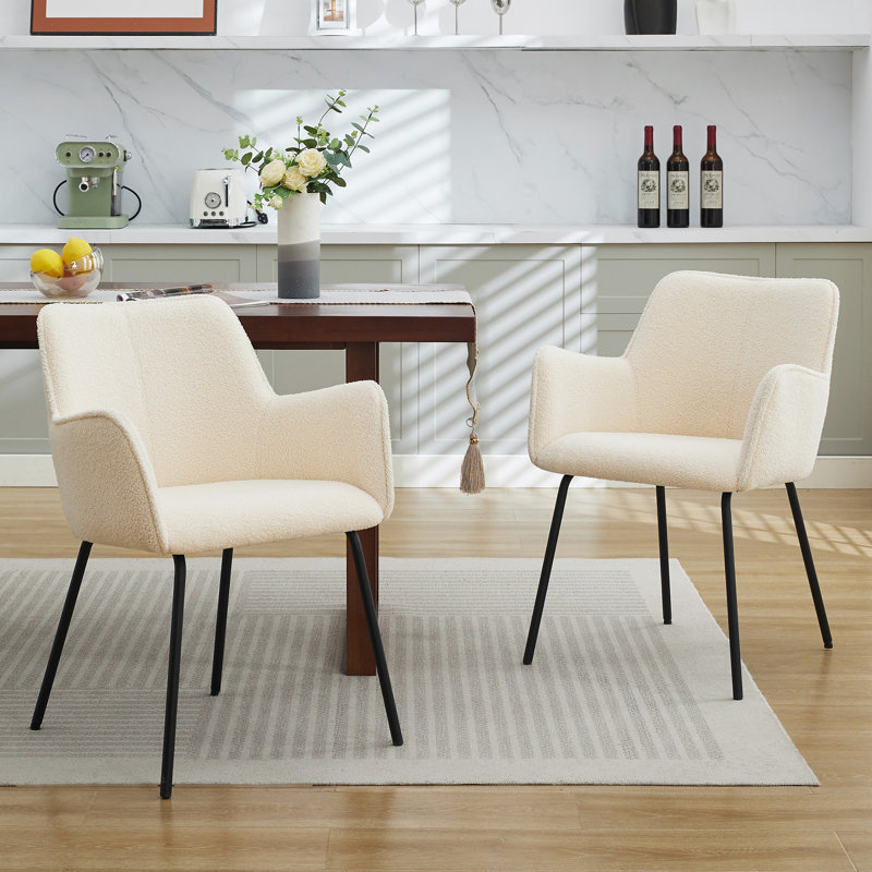 Lovetro Upholstered Dining Chair, Teddy Beige
