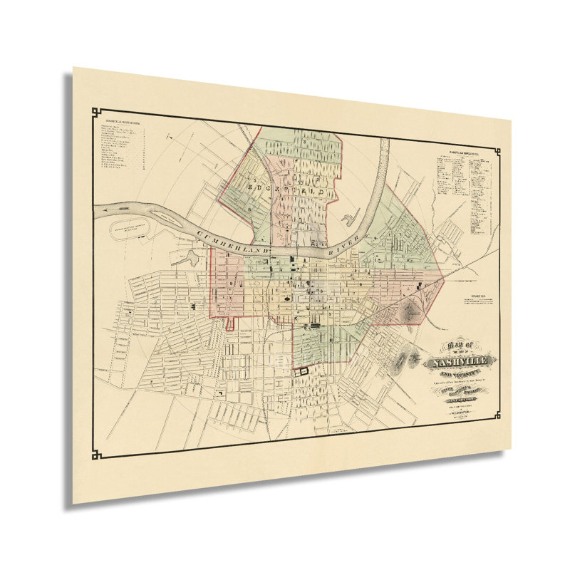 " 1877 Nashville Tennessee Map ", 24" H x 36" W