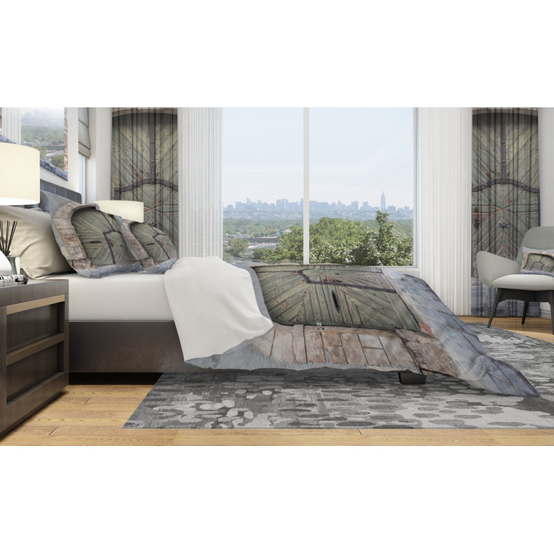 Ensemble de housse de couette designart old citydoor, Housse de couette grand + 2 taies décoratives