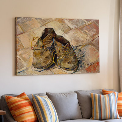 Rustic Vintage Brown Leather Boots Painting For Home Decor 79cm Canvas Wall Art Print For Living Room, Bedroom, Office, Hallway, Entryway, Gallery Wall And Modern Home Decor