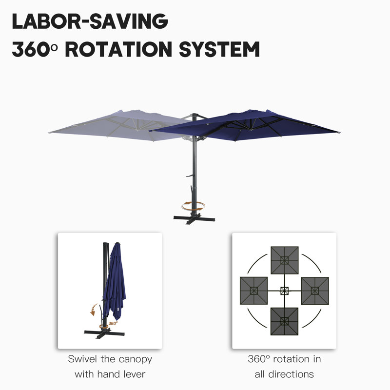 Parasol carré 10 * 10ft, Bleu marine