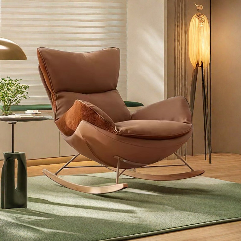 Chaise berçante confortable et élégante, Brun