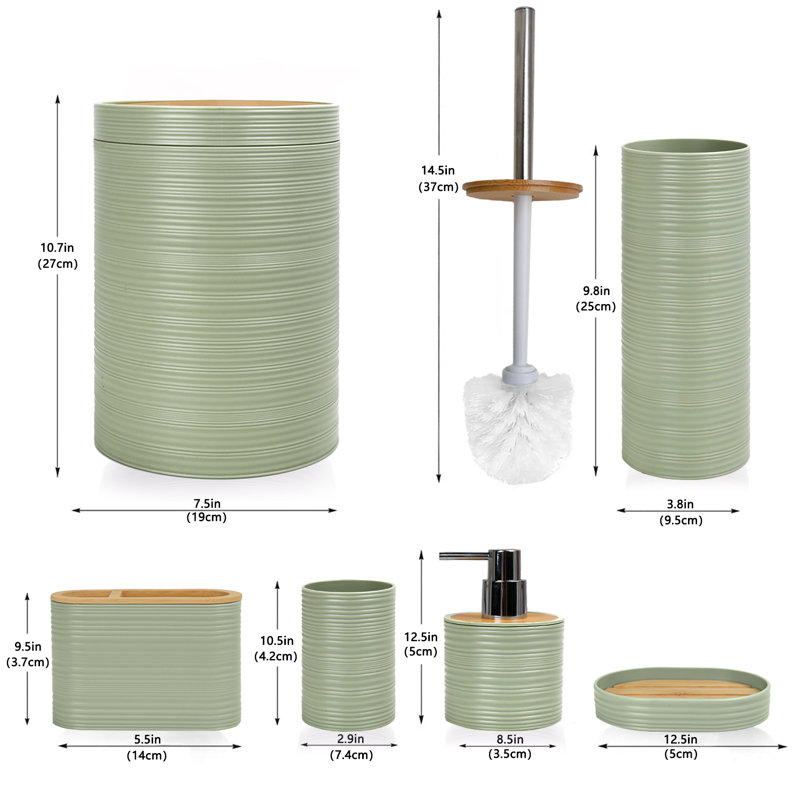 Aileana Bathroom Accessory Set, Green