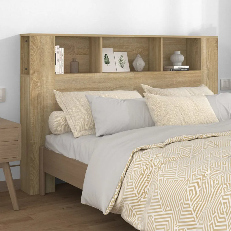 17 Stories Headboard Cabinet Engineered Wood, Sonoma Oak, Kingsize (5')