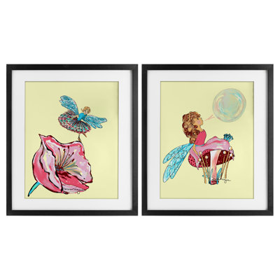 Magical Ballerina Fairies, ensemble de 2 reproductions encadrées sous verre, design par Susan Lugar
