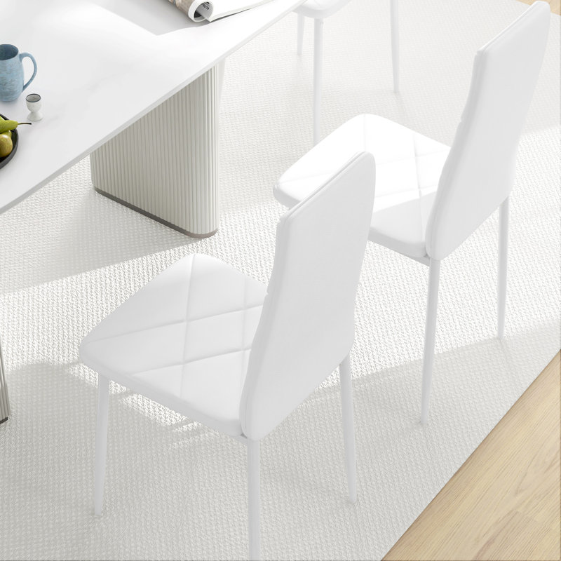 47cm H Tufted Upholstered Upholstered Back Side Chair, 4, White