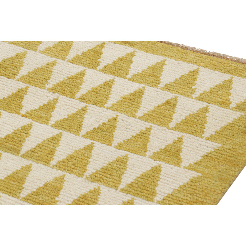 Hand Knotted Wool Geometric Area Rug, Rectangle 5' x 8'