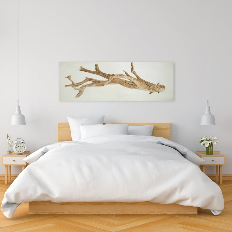 Chambre à coucher - Toile côtière brune - Décoration intérieure en bois flotté