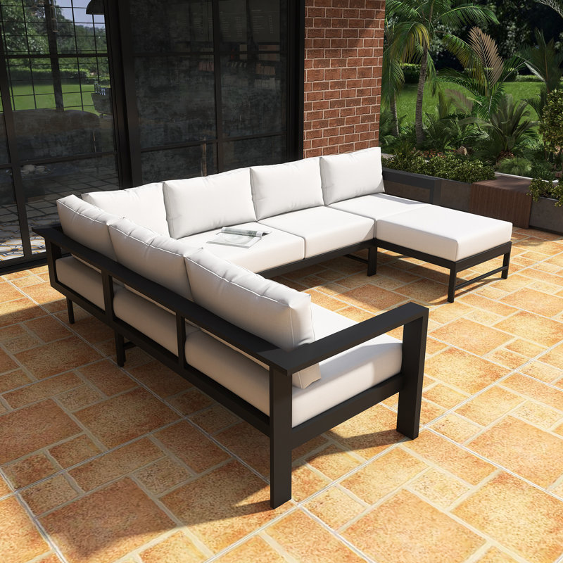 U-Shaped Multi-Person Outdoor Sofa Set, White