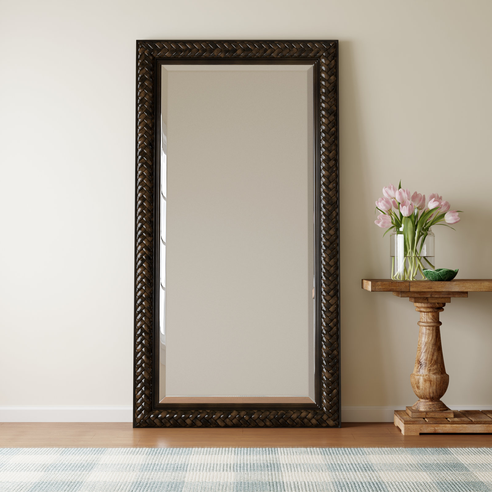 Deerwood Solid Wood Flat Floor Mirror