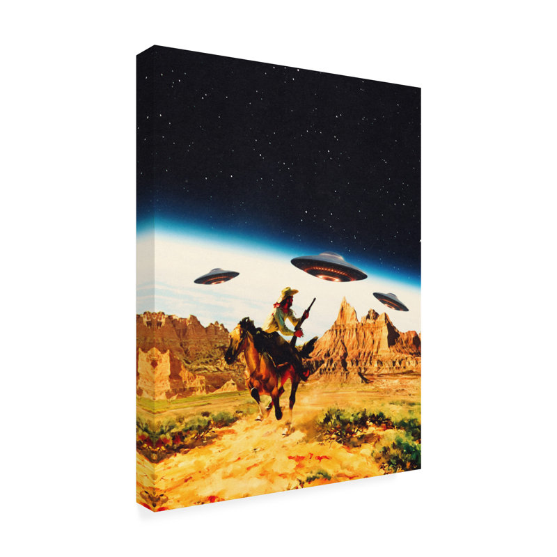 UFO Space Chase sur impression sur toile, H 32 po x l 24 po x P 2 po