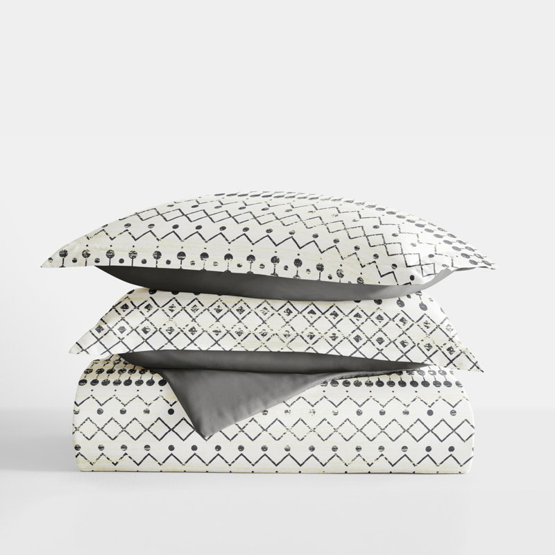 Duvet Cover Set Patterned Microfiber Ultra Soft Bedding in Etched Gate, King Duvet Cover + 2 Standard Shams