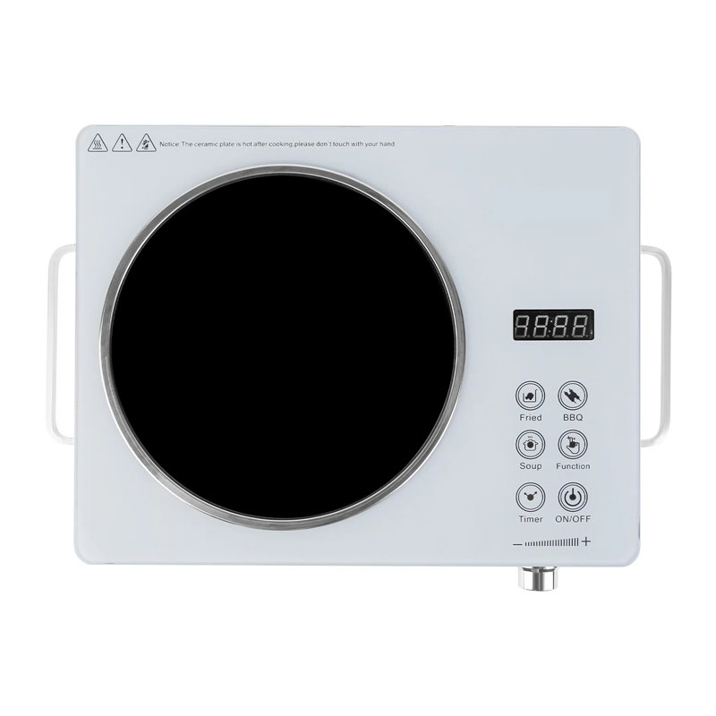 White 3500W Electric Single Burner Ceramic Cooktop with 12 Power Levels, 4 Preset Modes & 0–3H Timer, White