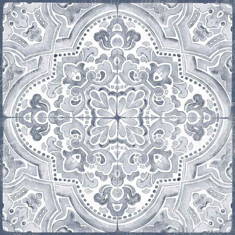 Dalles de sol autocollantes, bleues, motif médaillon, en vinyle, résistantes à l'eau, 30,5 cm x 30,5 cm, paquet de 10