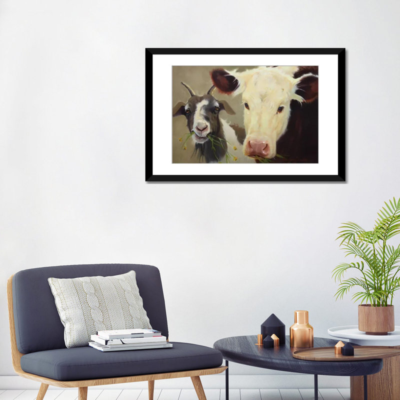 «Farm Pals I», impression sur toile, H 24 po x l 32 po x P 1 po, Papier d'art encadré noir