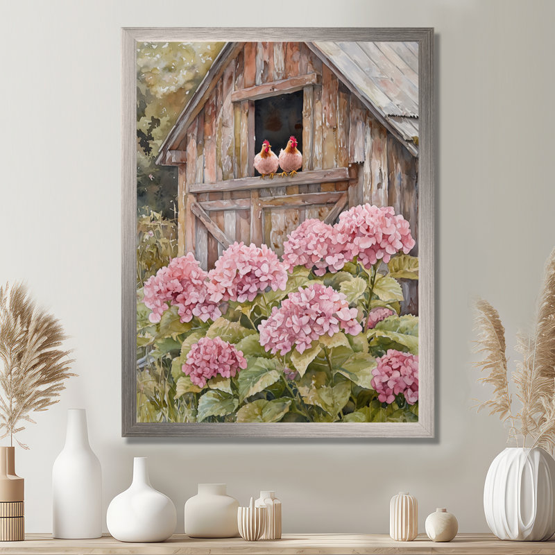 Drayvon - Floral Canvas Wall Art, Argent argent, H 44 po x l 34 po, Picture Framed