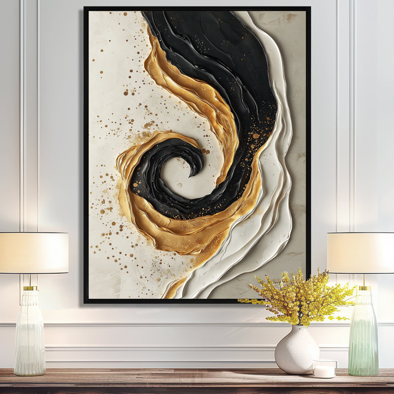 Impression sur toile encadrée Goldern, Black, Reproduction avec cadre flottant, H 44 po x l 34 po