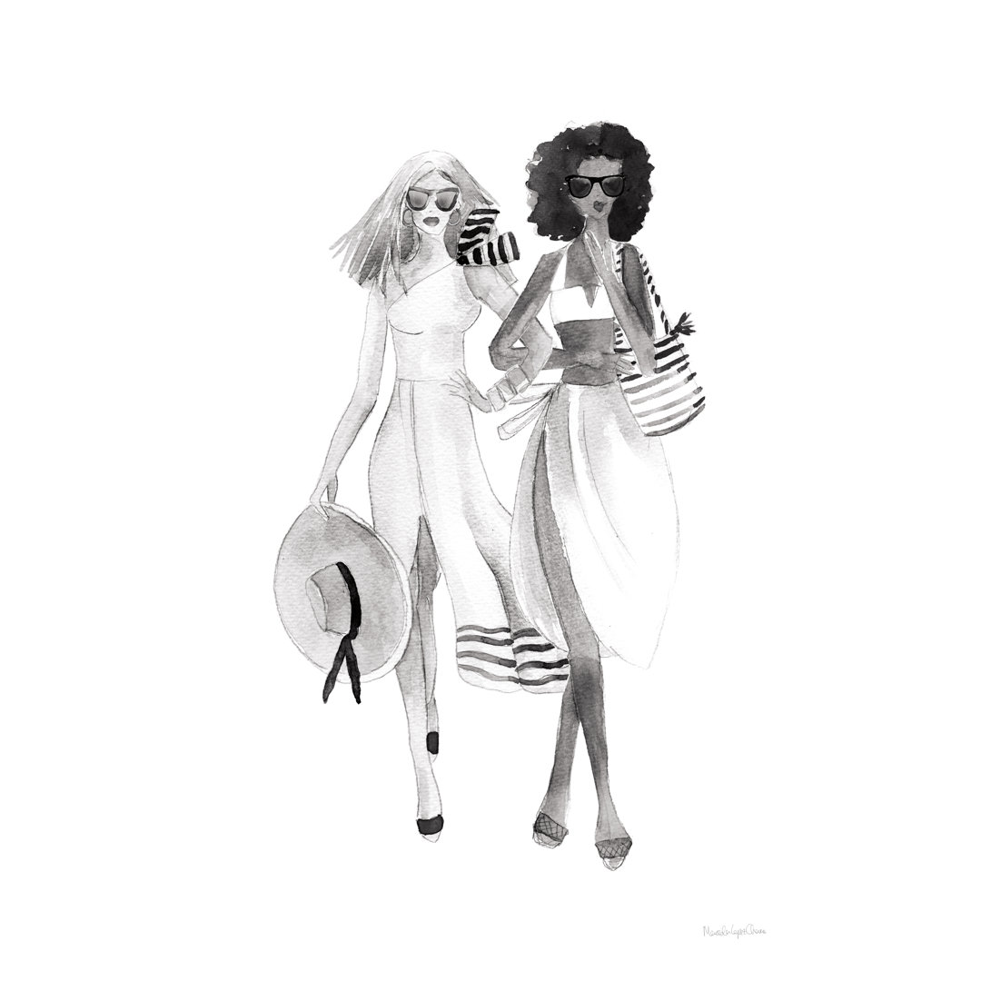 Paris Girlfriends IV BW by Mercedes Lopez Charro - Wrapped Canvas Art Prints
