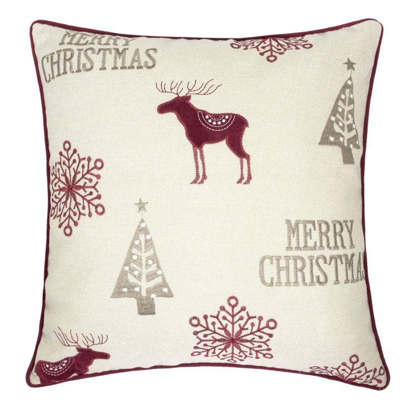 Coussin festif en lin brodé Festive